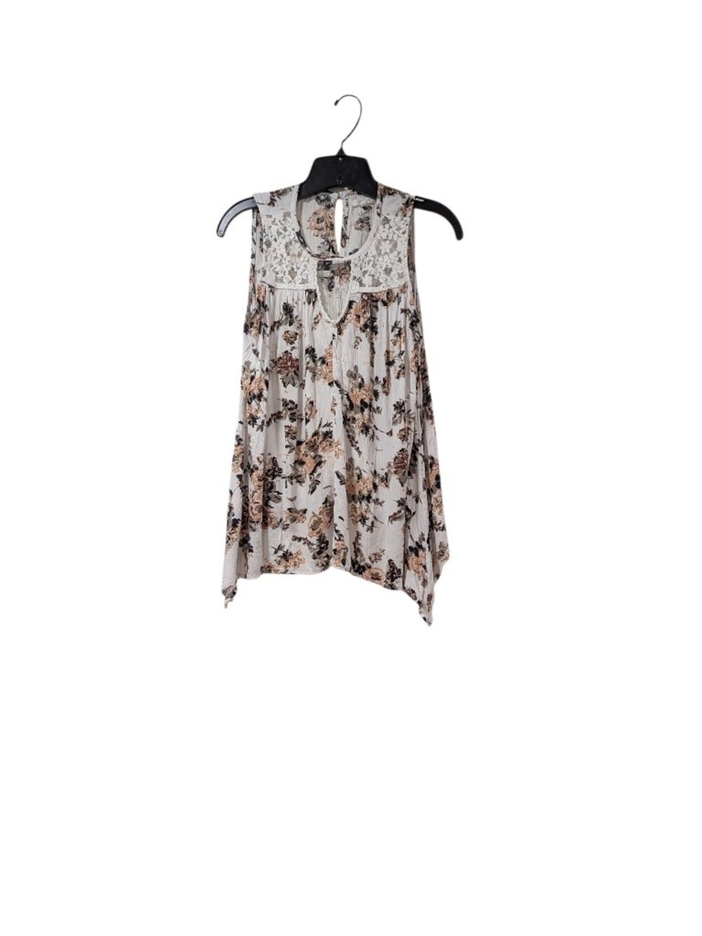 Maurices White Floral Lace Handkerchief Asymmetric Hemline Bohemian Boho Sz M